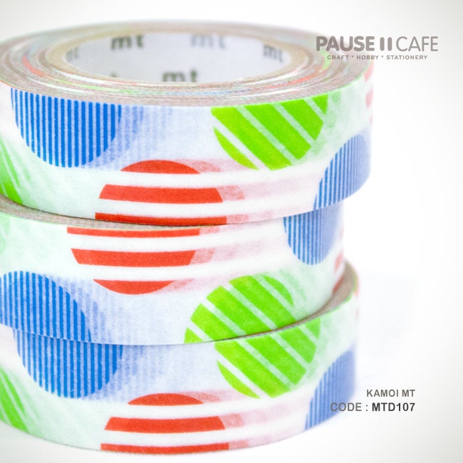 Half Circle Blur Red Green Pattern 15mm x 15m Japanese Kamoi Masking Tape