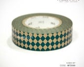 Green and Gold Diamond Pattern 15mm x 15m Japanese Washi Kamoi