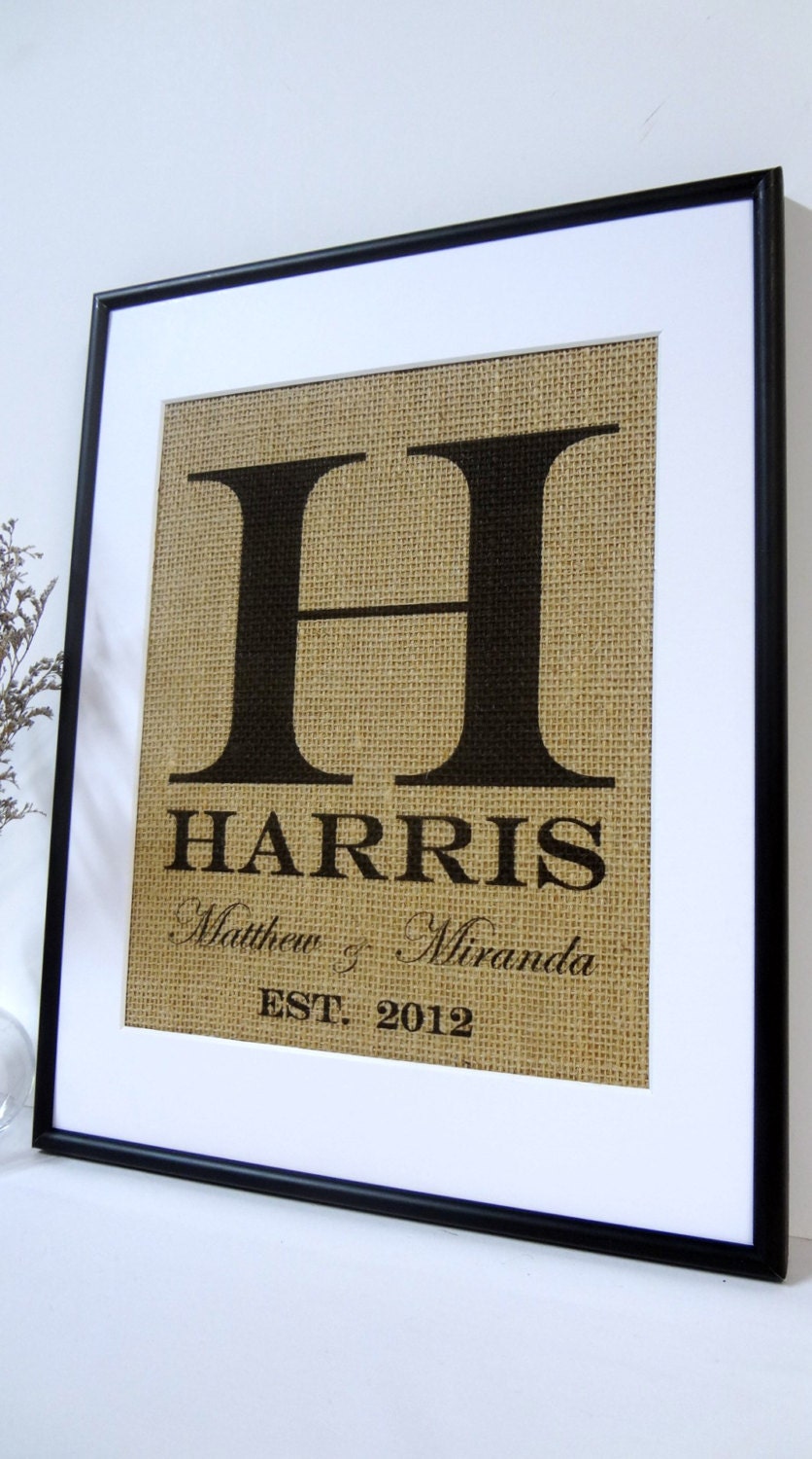 Burlap Personalized Wall Decor -  8 x10 Print