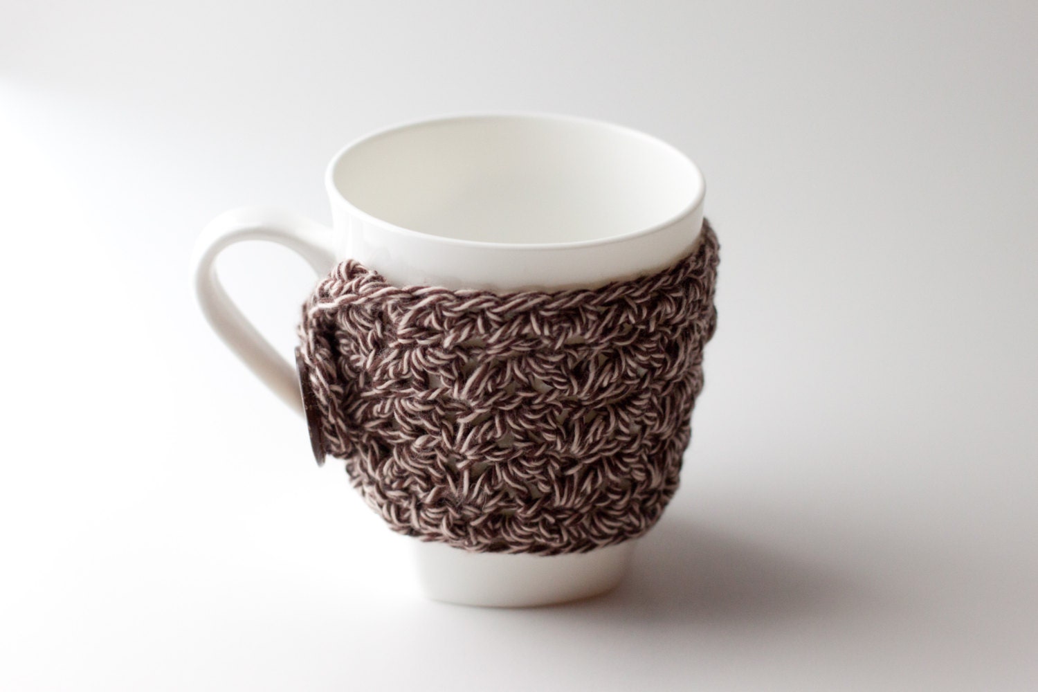 Crochet Coffee Mug Cozy in Brown Multi - READY TO SHIP -