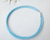 aqua blue duo necklace cum anklet   two in one travel jewelry