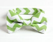 Boy's Bow Tie, Newborn, Baby, Child- Green, White, Chevron (2-3 Business Day Processing)