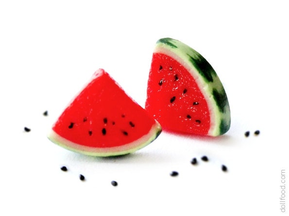Watermelon Stud Earrings - Small Ear Studs - Earrings Post - Food Jewelry
