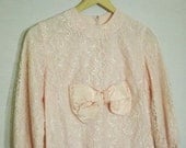 VTG 1960's Pink Lace Bow Party Dress
