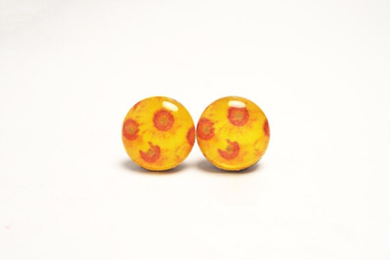 ON SALE - SUNNY - Sunflower Earrings by hopestarbound
