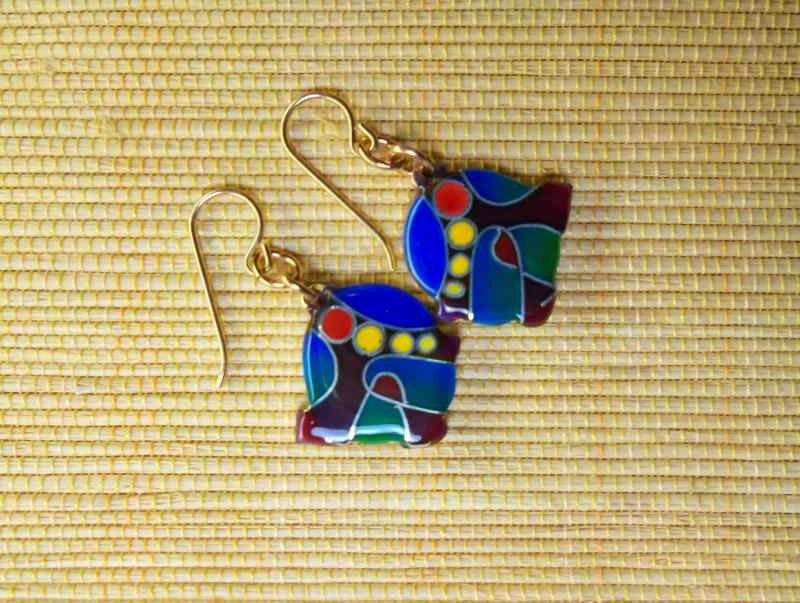 enamel earrings (Cloisonne enamel) vitrous enamel earring