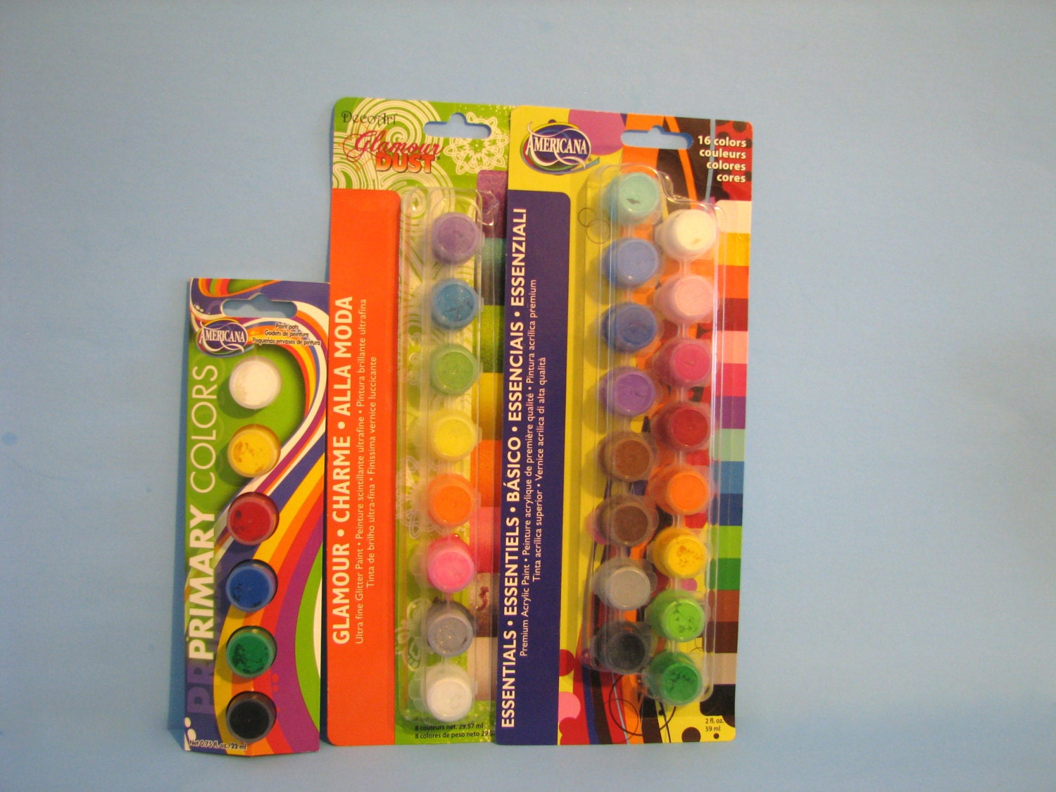 Glossy and Essentials Paint Kits -3 kits Colours, acrylic, premium quality, glitter,primary