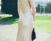 Bacall - Matte Gold Paillettes Old Hollywood Wedding Gown