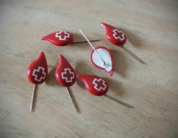 Lot of 5 Vintage Blood Donation Pins - Red Cross featured image