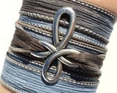 Bohemian Cross Silk Wrap Bracelet Yoga Blue Jewelry Necklace Spiritual Unique Gift For Her or Him Under 30 Item Y17