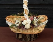 Rustic Flower Girl Wedding Basket, Farmhouse Basket, Wildflower Basket, Shabby Chic Flower Girl Basket, Flower Girl, Sola Flower Basket
