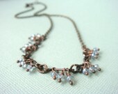 Rustic Elegant Blue Necklace Hand Forged Oxidized Linked Chain