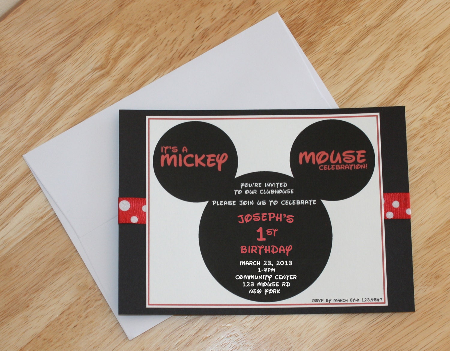 Mickey Mouse Hand-Crafted Birthday Invitation