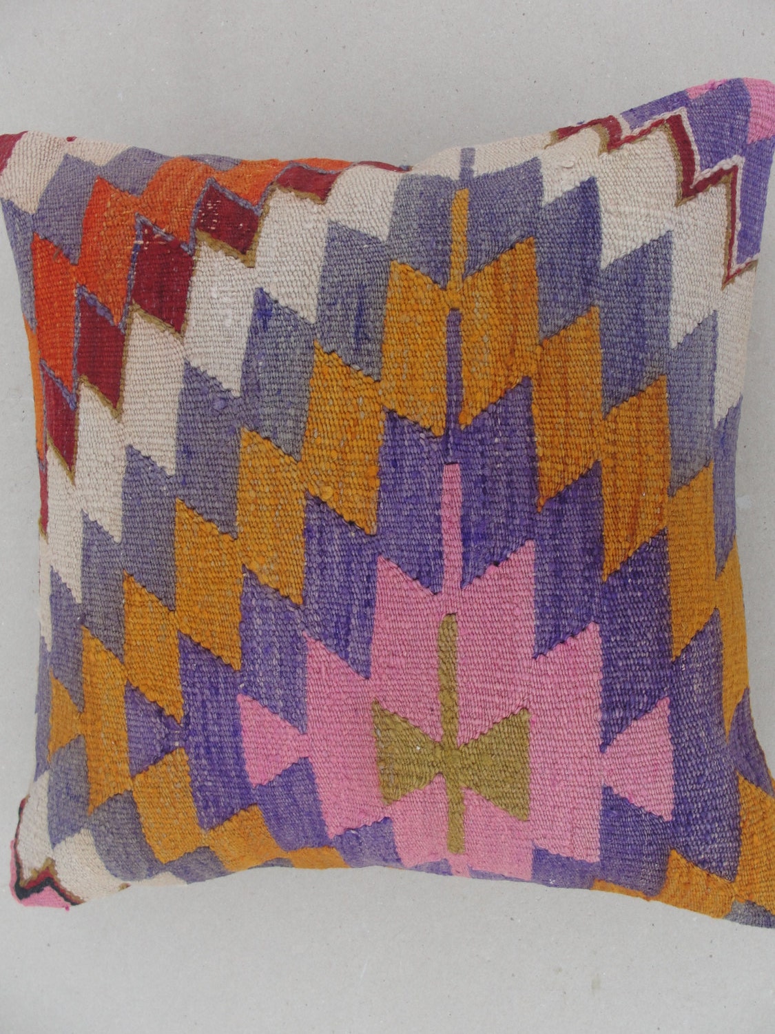 Modern Bohemian Home Decor,Turkish Kilim Pillow Cover 18" X 18",Tribal Pillow,Kilim Ebroidery Pillow,Vintage Kilim Pillow