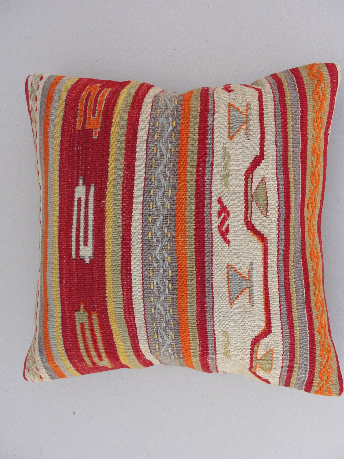 MODERN Bohemian Home Decor,Handwoven Turkish Kilim Pillow Cover 16" X 16",Decorative Kilim Pillow,Vintage Kilim Pillow,Throw Pillow