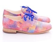 Pastel pixels - Leather oxford shoes for woman