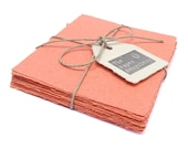 Coral handmade paper, recycled, deckle edge, 10 small sheets, A2 card size