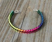 Rainbow Black Macrame Cuff Bracelet