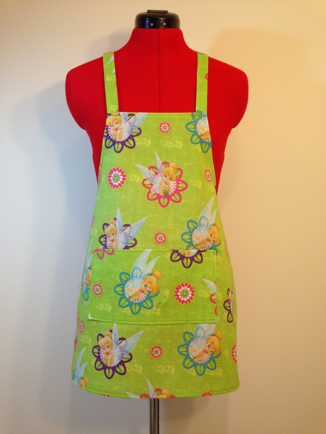 Kids Apron - Green Tinkerbell Childrens Apron - Childs Apron - Kitchen Accessory