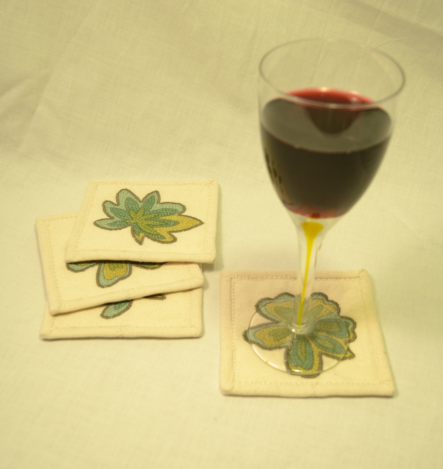 Quilted Appliqué Flower Coasters (set of 4)
