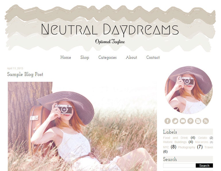 Premade Blogger Template - Neutral Daydreams