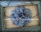 Grey Polka Dot Chiffon Flower Headband - babies, photography, photo, prop, girl, newborn, hair, bows, accessories, charcoal, white