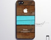 iPhone 5 case, iPhone 4 case, iPhone 4s case, case for iPhone 4, wood pattern mint stripe with apple logo S460