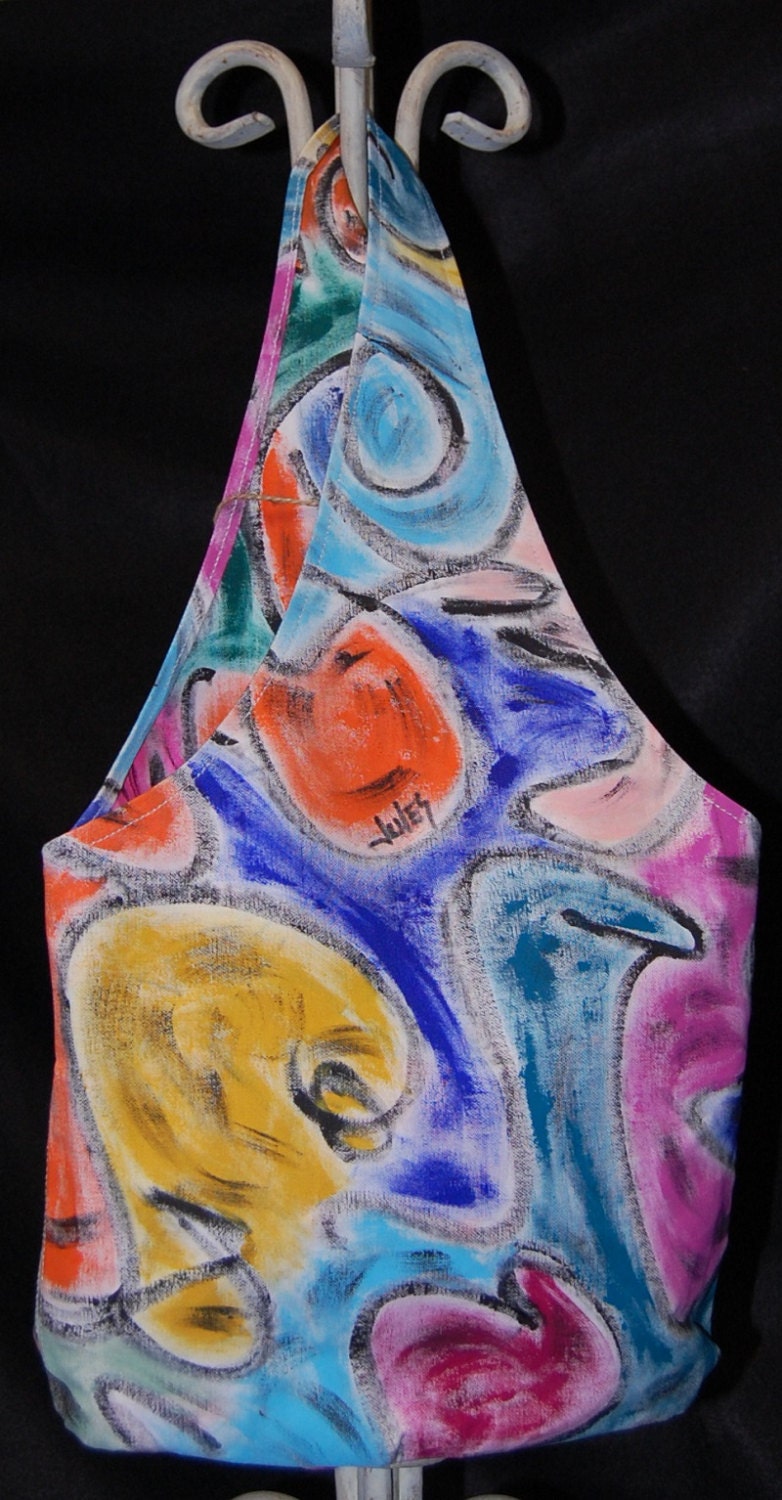 Medium Tote Bag Purse Satchel Hand Painted Unique  Original Wearable Art  "In The Blush"