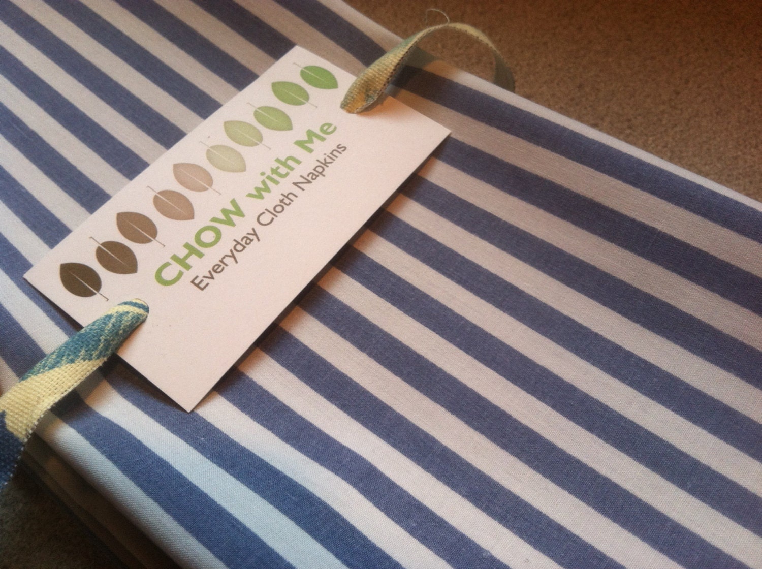 Blue Stripes - Cloth Napkins, Set of 4 - Large - Vintage Fabric, made by CHOW with ME
