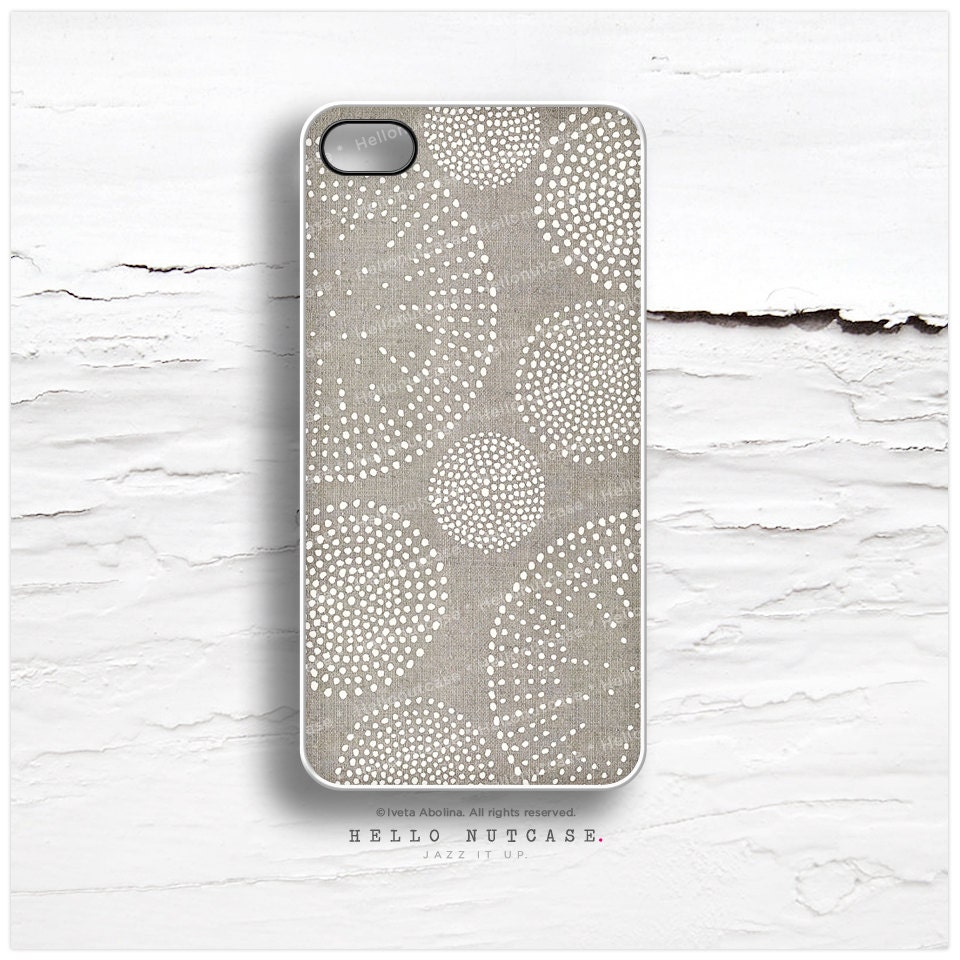 iPhone 4 and iPhone 4S case Hand Drawn White Dots on Linen I30