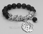 Monogram Bracelet Hand Made Custom Silver Mirror Initials Personalized K Love Jewelry  Acrylic     Bracelet   Earrings  Keychains