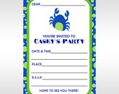 Printed Under the Sea Crab Personalised Fill In Invitations Two Colour Choice Il_170x135