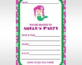 Printed Mermaid Personalised Fill In Invitations Two Colour Choice Il_170x135