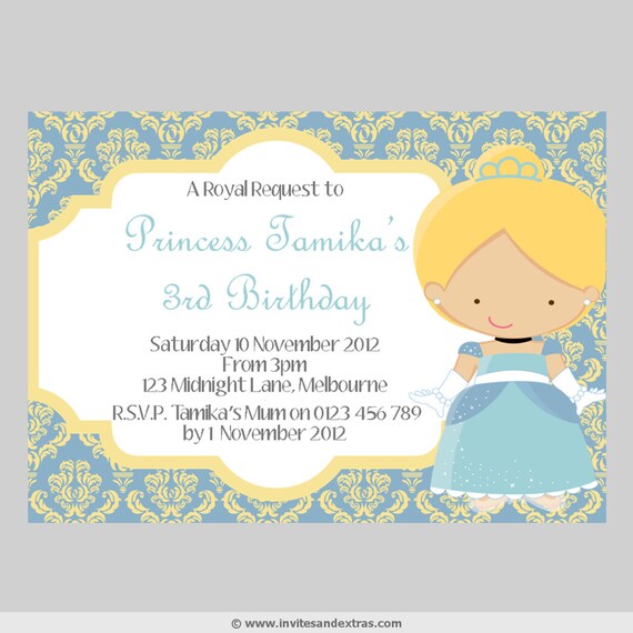 Printable Slipper Princess Personalised Invitations Il_570xn