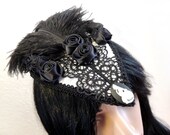 Goth victorian bride wedding fascinator in ogg white cram and black with cameo and feathers