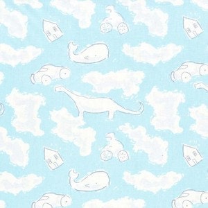 Let's Pretend Fabric - Sarah Jane for Michael Miller - Cloud Pictures in Breeze - Half Yard