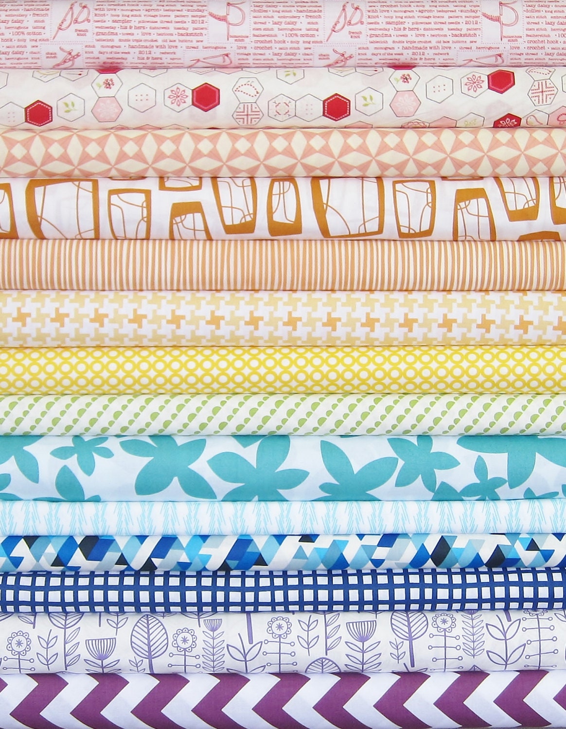 Low Volume Rainbow Fat Quarter Bundle - Original Bundle - 14 Fat Quarters - 3.5 Yards Total