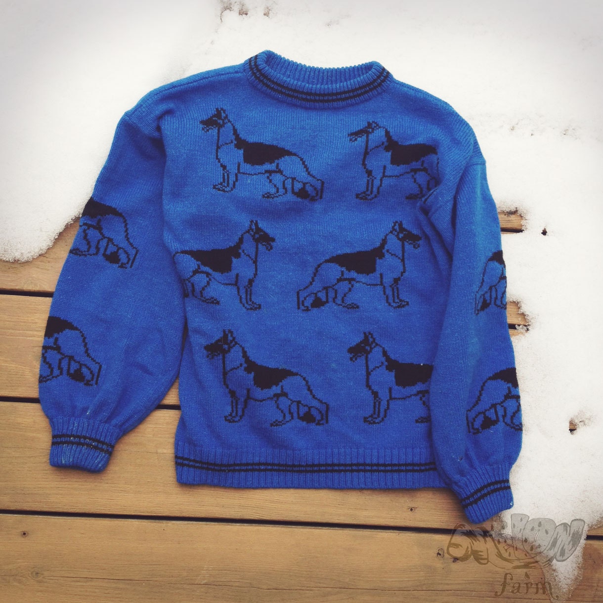 Vintage Cobalt Blue Dog Sweater