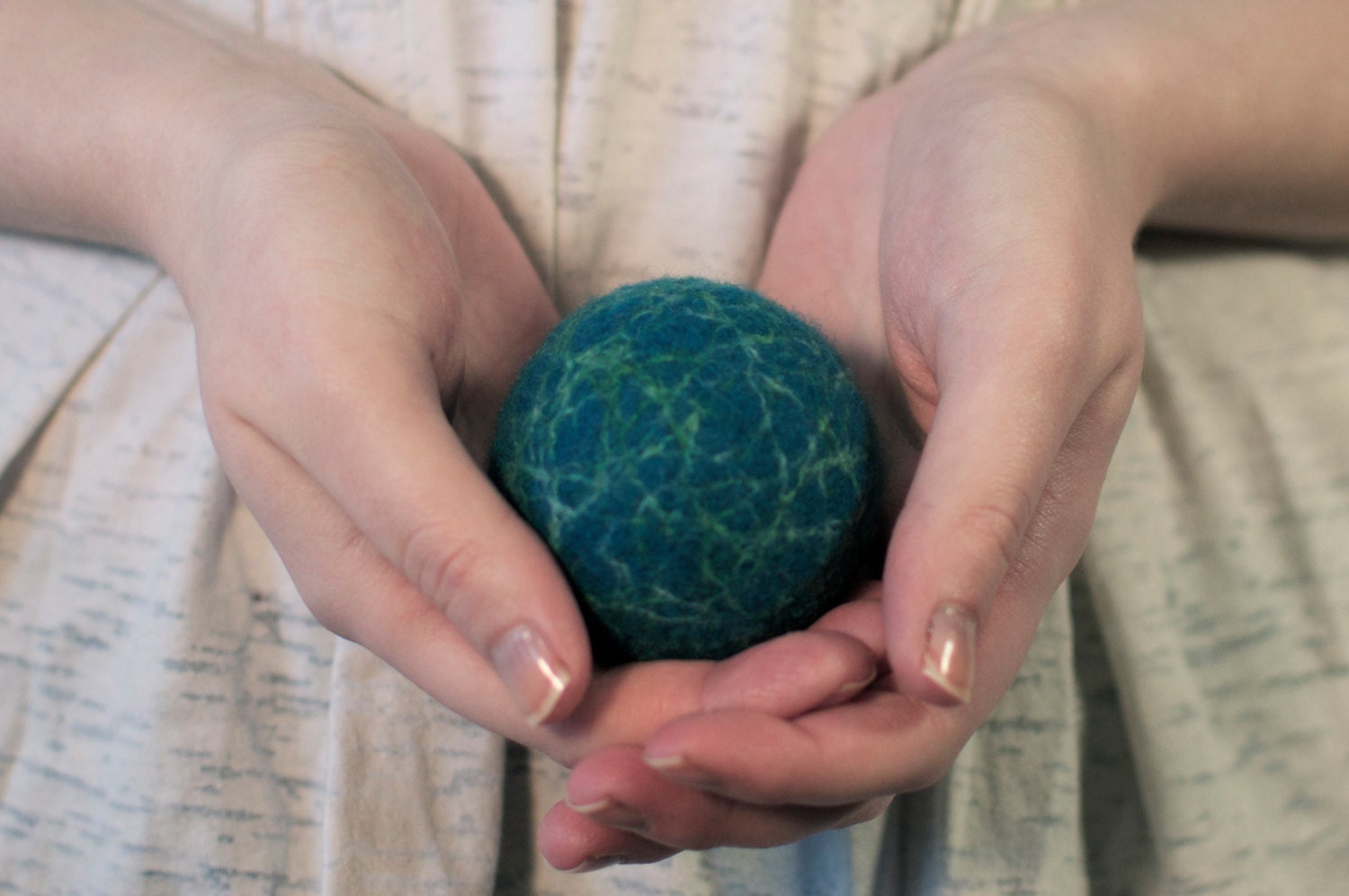 Cashmere Stress Ball - Handmade Felted - Hand Exercise - Relaxation - Blue and Green