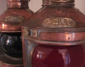 Vintage Lanterns Copper and Brass Ship Lights by Tung Woo for Port and Starboard Complete Great Nautical Pieces Made in Hong Kong