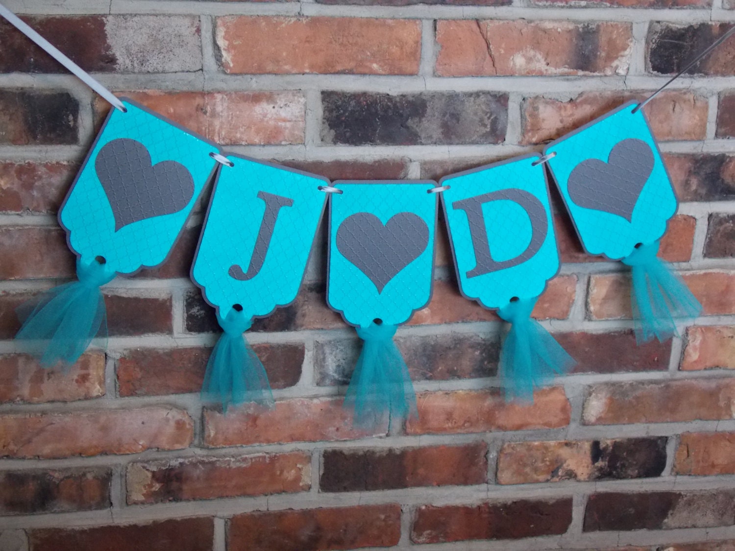 Teal and Gray Wedding Banner Extra Large