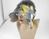 Felted Hat Cloche Hat Grey Hat Flapper hat wearable art  art deco wool felt nunofelt nuno felt silk eco fiber art