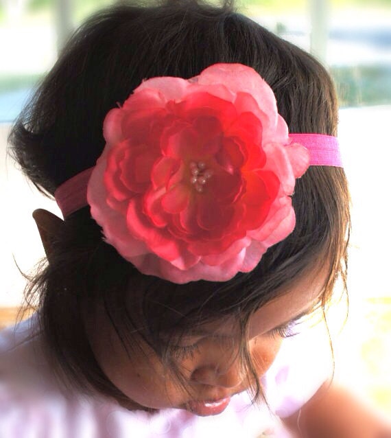 Hot Pink Silk Flower Headband Or Hair Clip.  Baby Headband, Baby Girl Headband, Newborn Headband, Girls Headband/Hair Clip