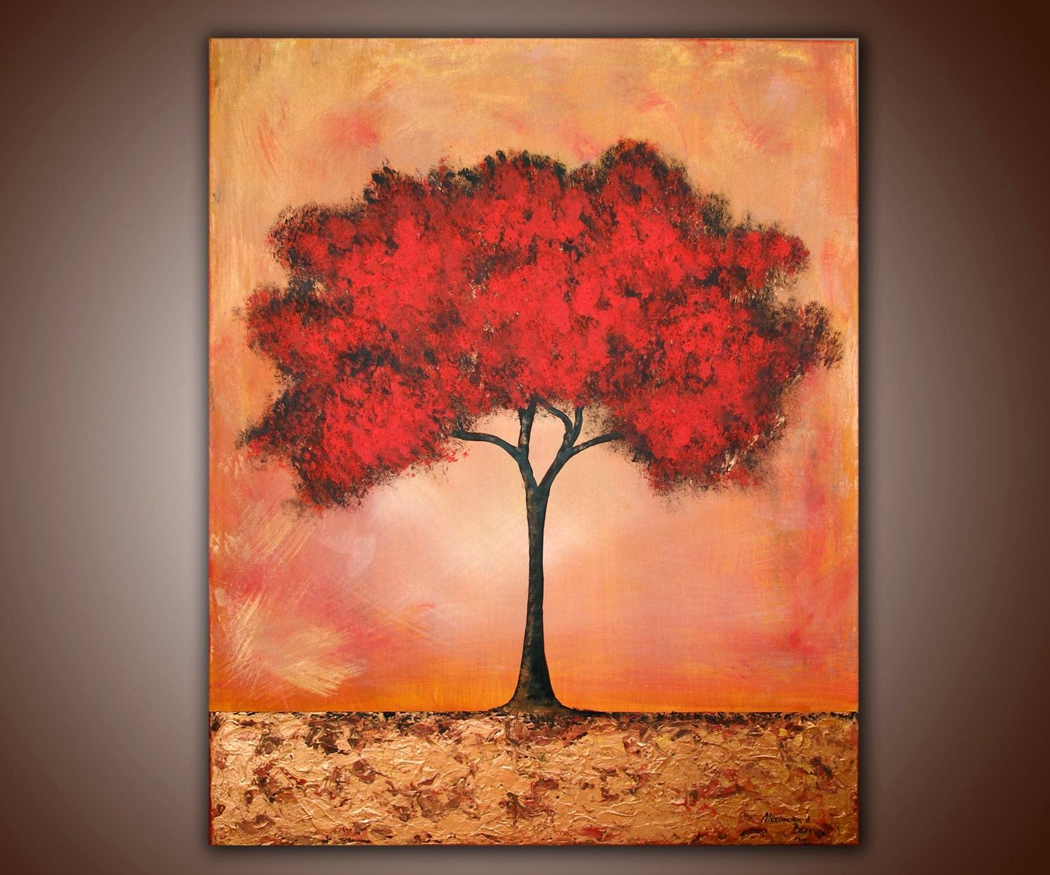 Fine Art Print by Alexandra H. Beressy, "Autumn Tree" Original Abstract Painting print 8"x11" (signed and numbered by the artist.)
