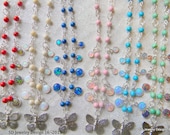 Rosary Style Man-Made Opal and Riverstone Butterfly Necklaces