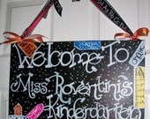 ON SALE Great Teacher Gift. Teachers  Classroom Welcome Door Sign. Can be Customized with your name and classroom theme