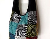 Handmade Patchwork Cotton   Hippie  Hobo bag Boho bag Shoulder bag Sling bag Messenger bag Crossbody Purse -black-