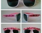 Custom Sunglasses Wayfarer Original Design Mens Womens Teens White/Electric Pink