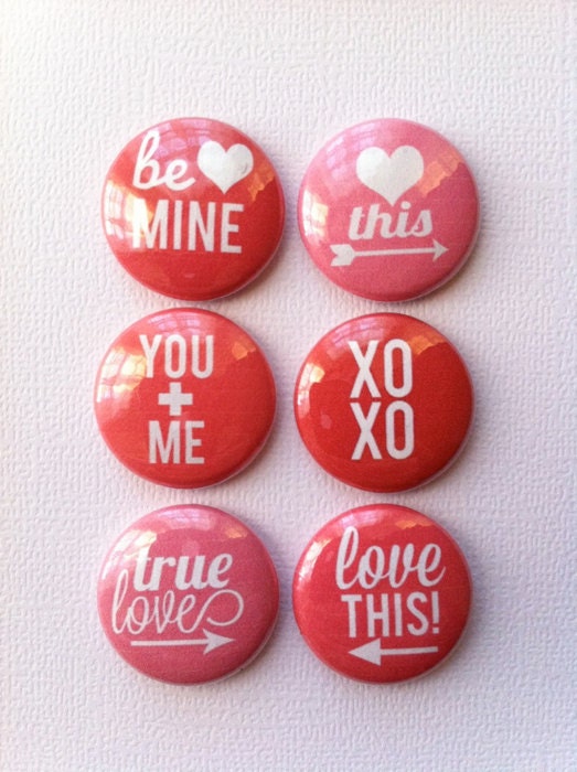 Set of 6 From the Heart Craft Badges Pins Flair