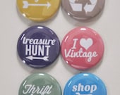 Set of 6 thrift Store Craft Badges Pins Flair